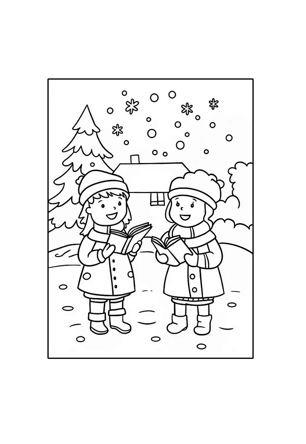 Desenho de Crianças no Natal para colorir