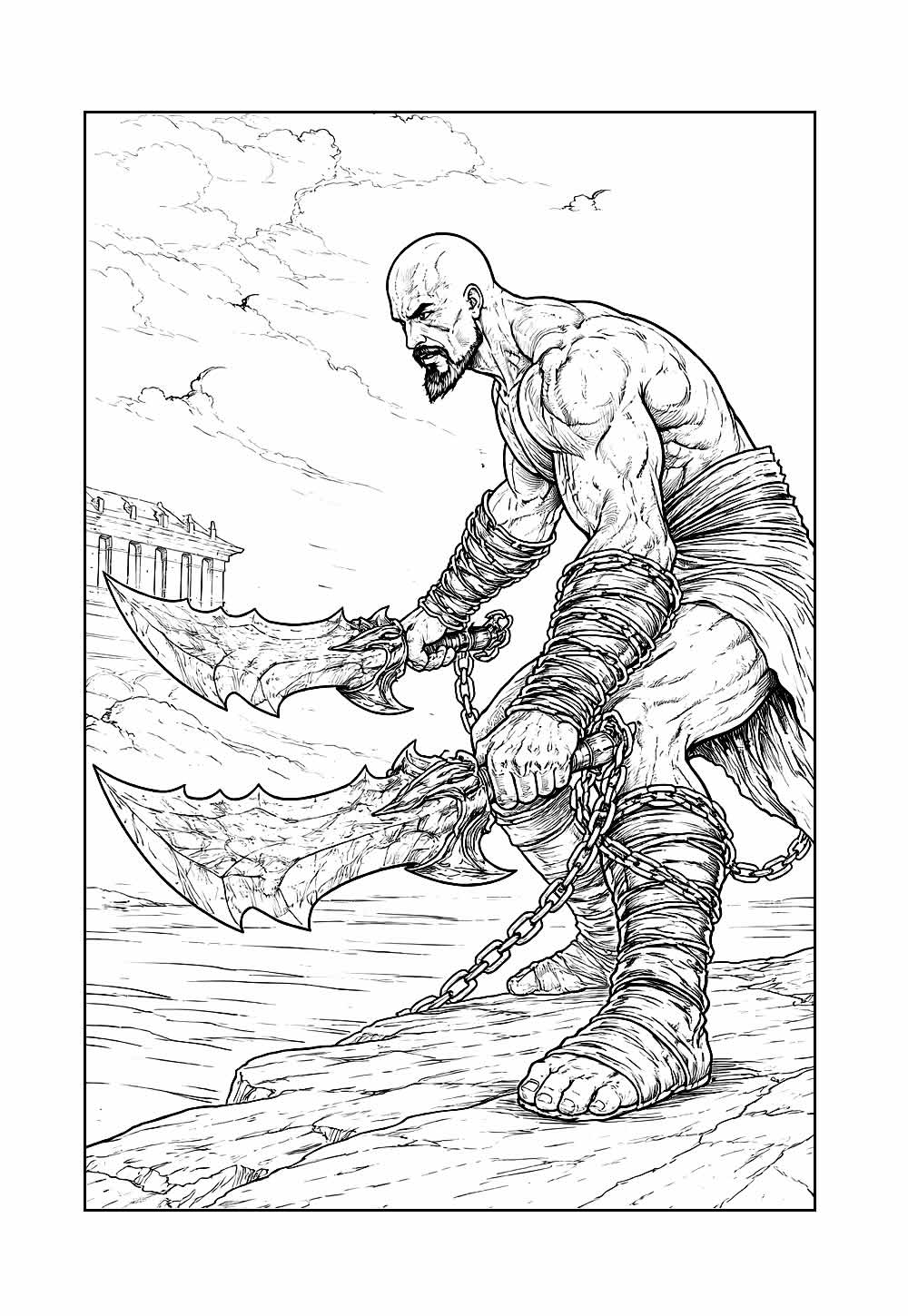 Desenho de God of War para pintar