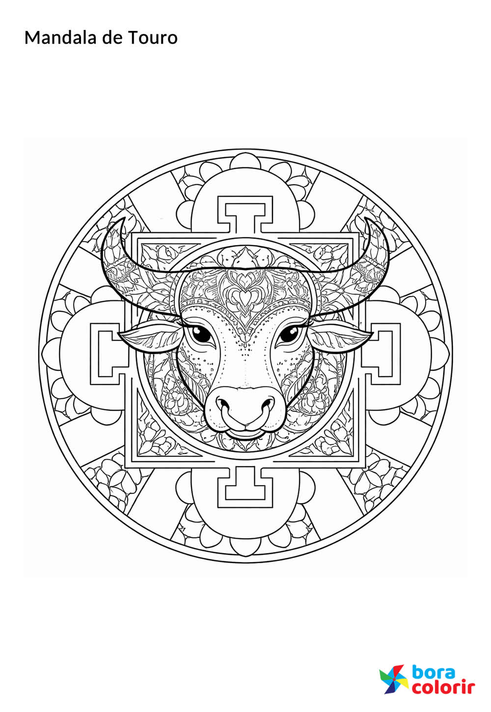 Desenho de Mandala de Touro para colorir