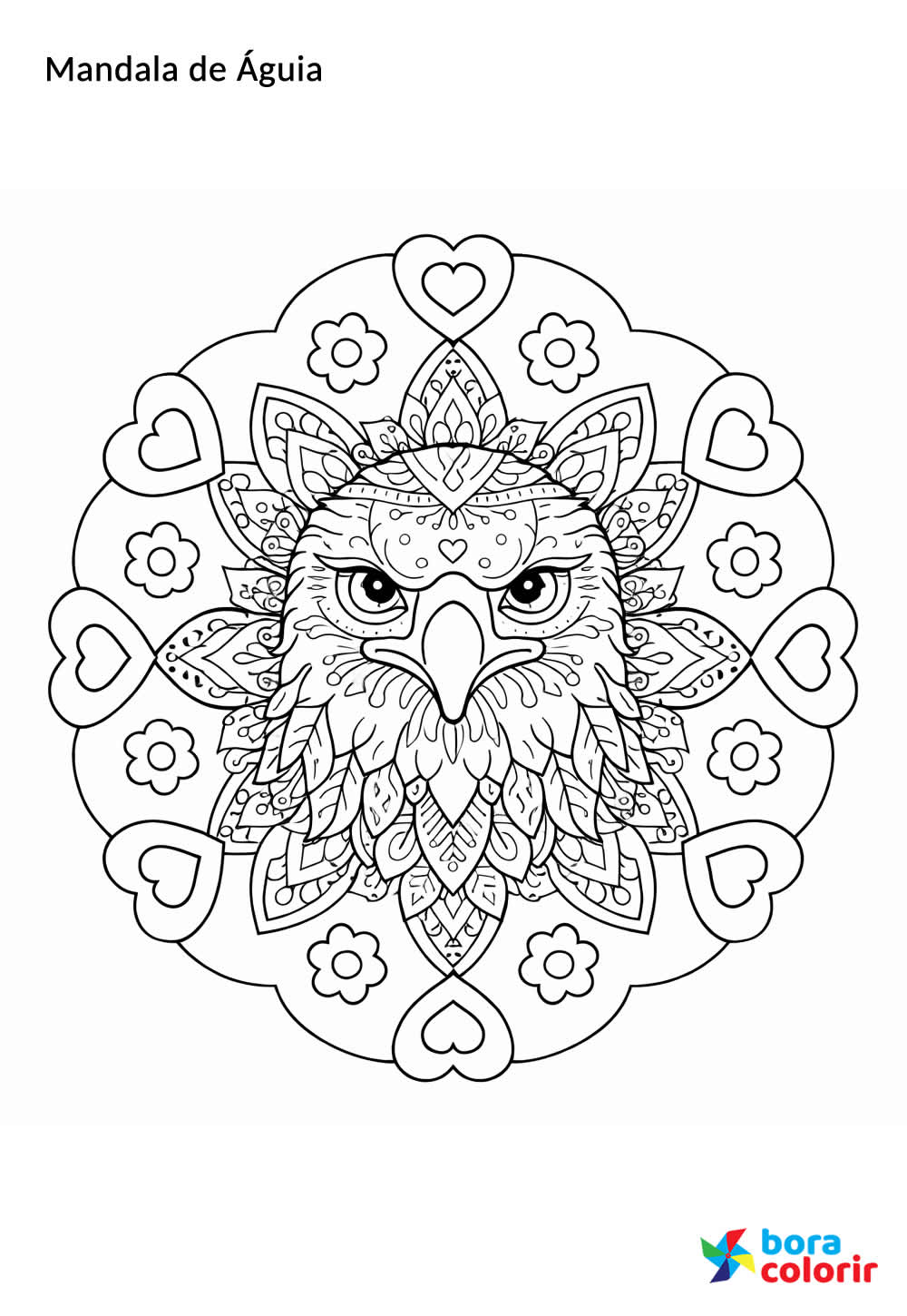 Desenho de Mandala de Águia para colorir