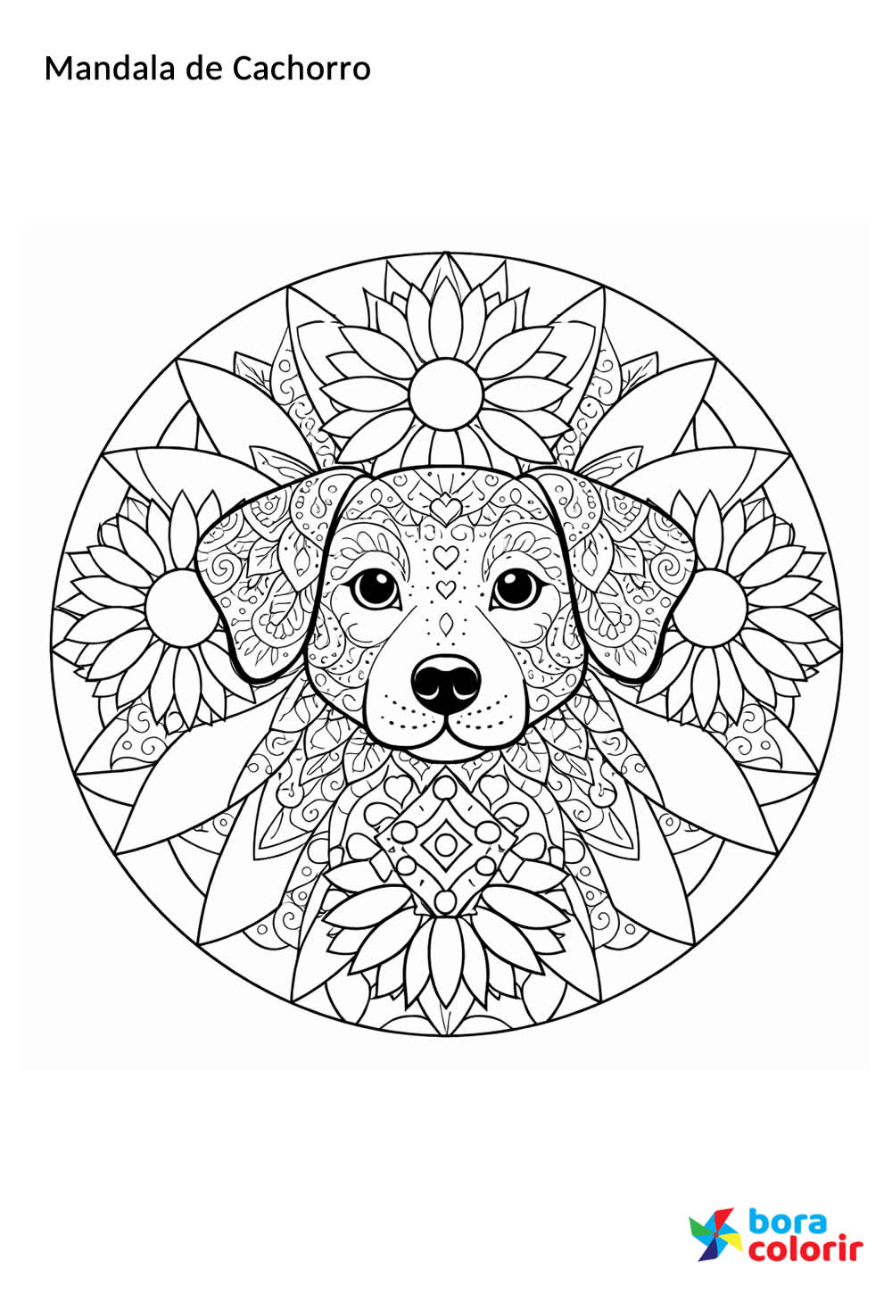 Desenho de Mandala de Cachorro para colorir