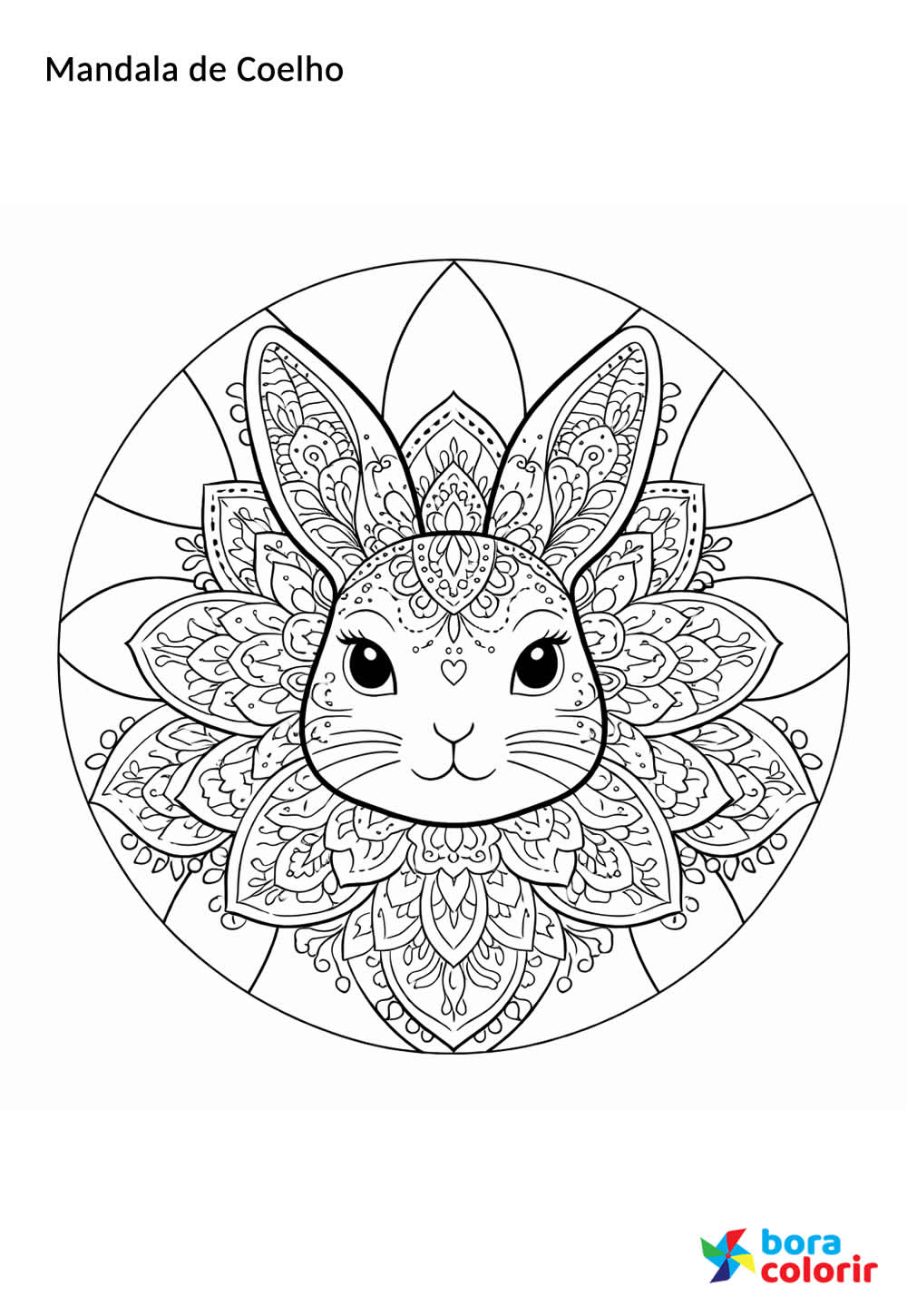 Desenho de Mandala de Coelho para colorir