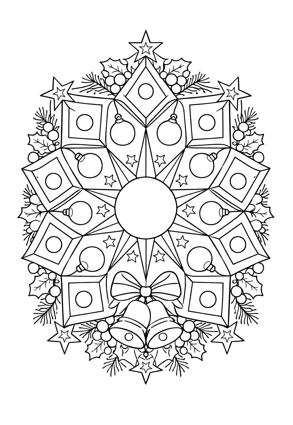 Desenho para colorir de Mandala de Natal