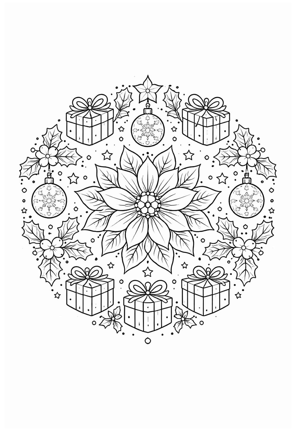 Desenho de Mandala de Natal para colorir