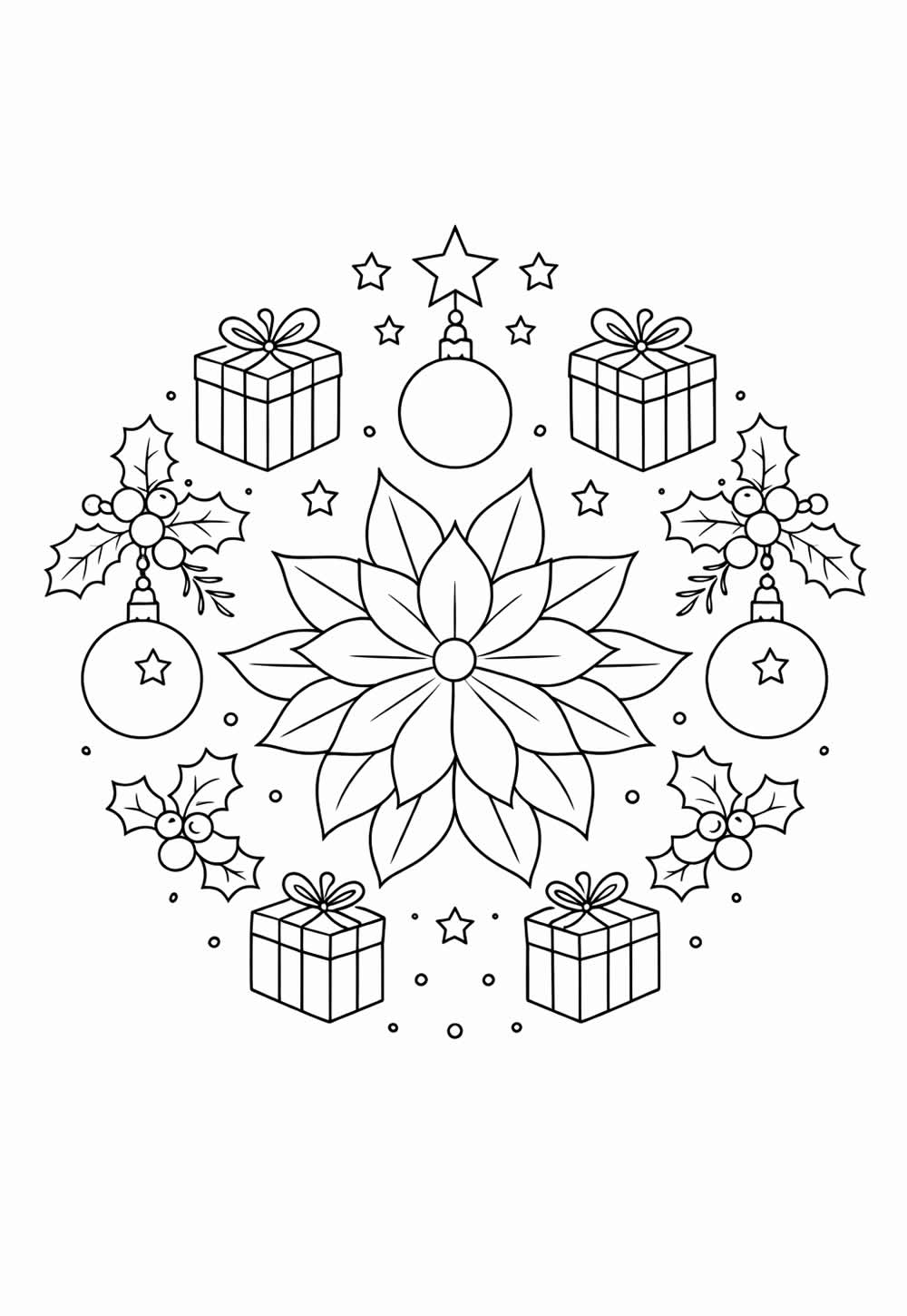 Desenho para pintar de Mandala de Natal