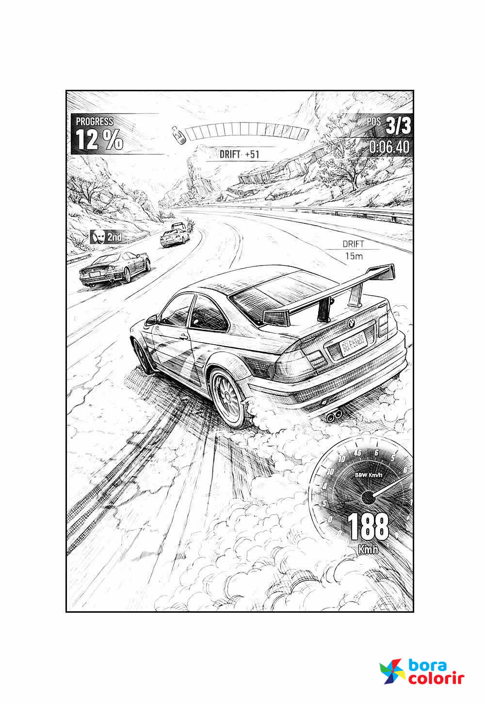 Desenho de Need for Speed para pintar