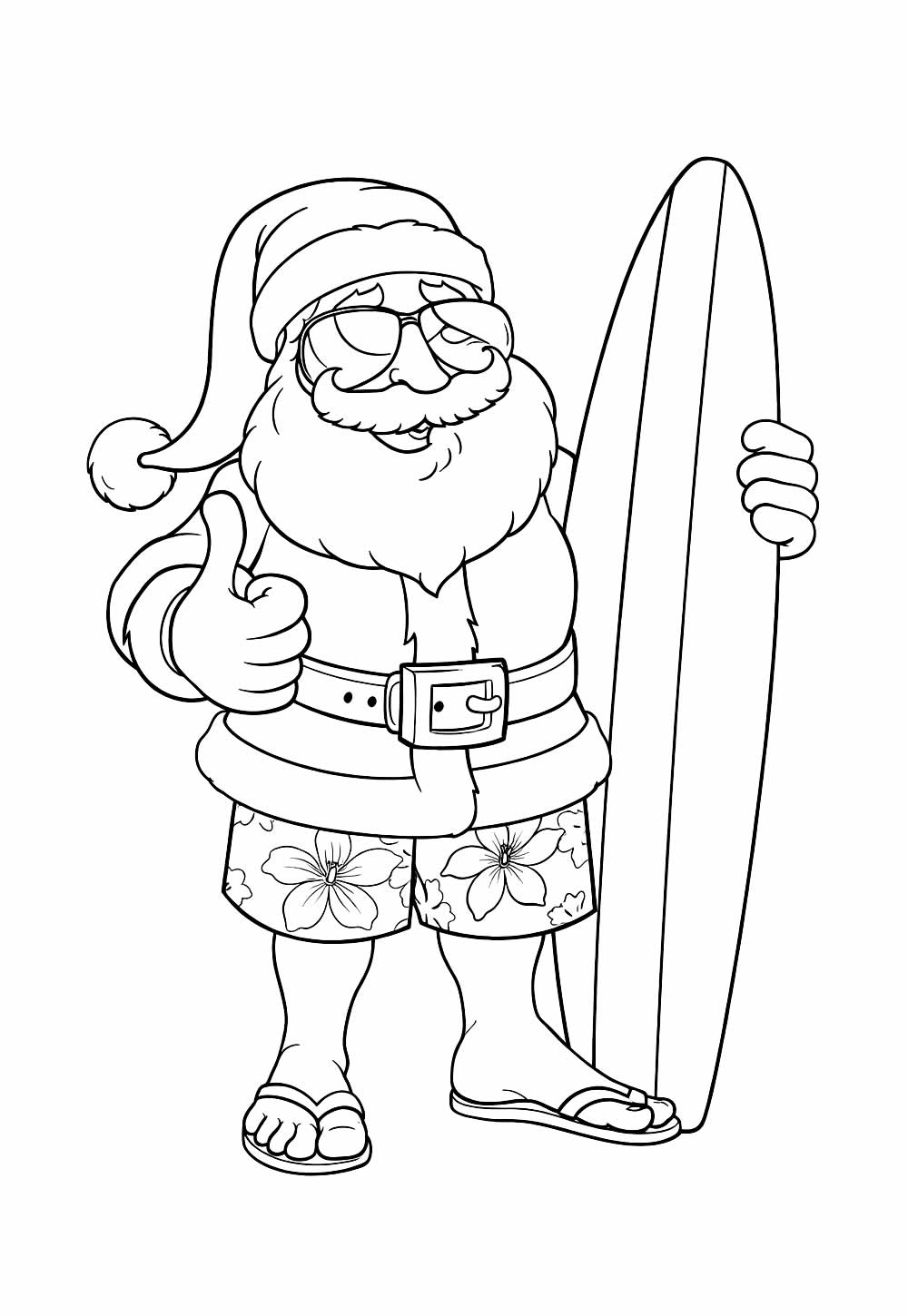 Desenho de Papai Noel na Praia