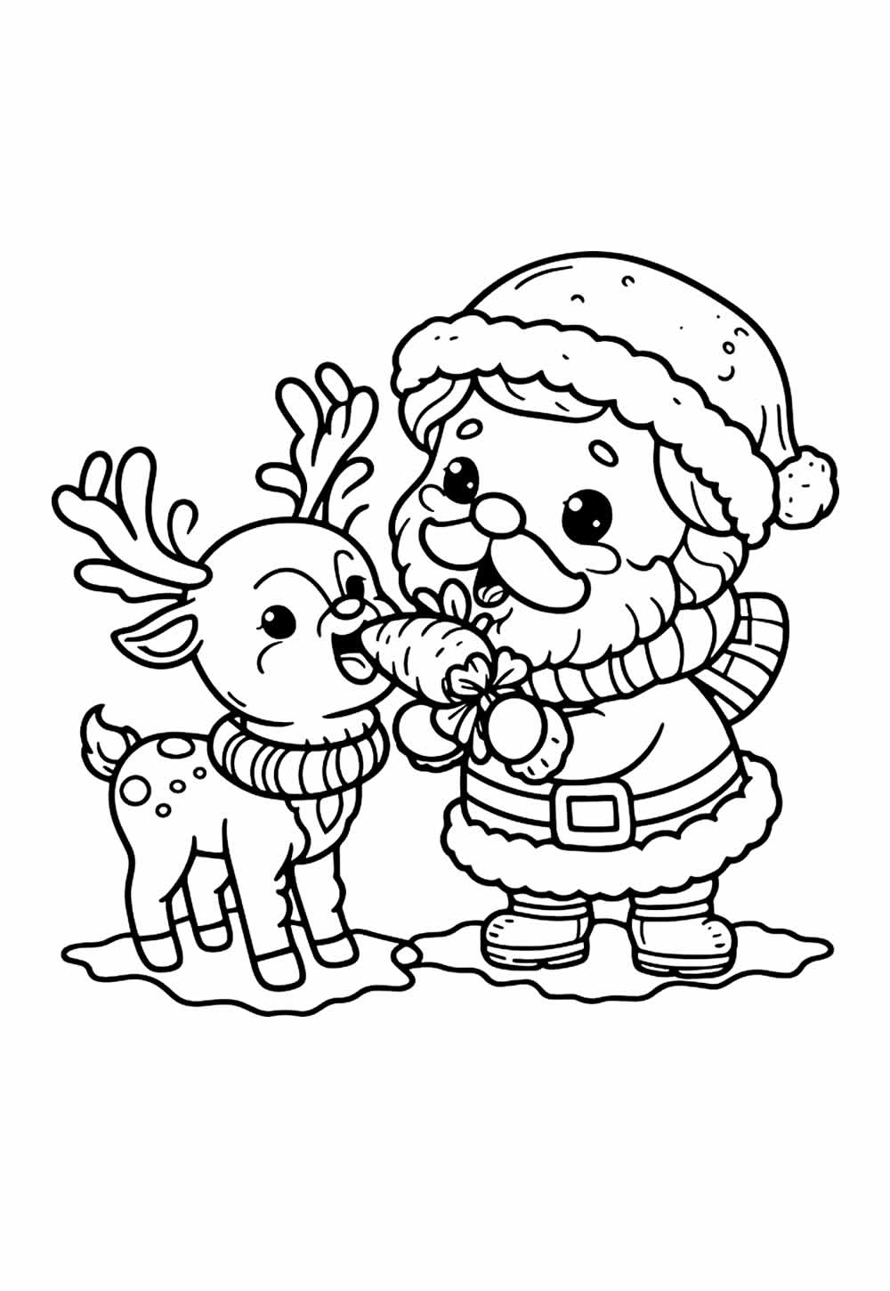 Desenho de Papai Noel e Renas de Natal