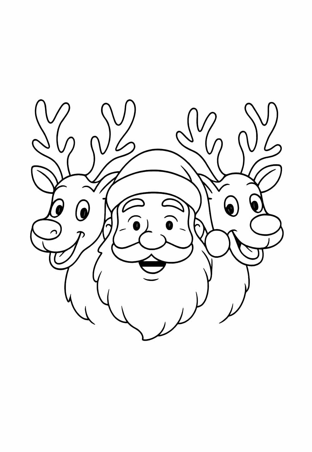 Desenho de Papai Noel e Renas de Natal