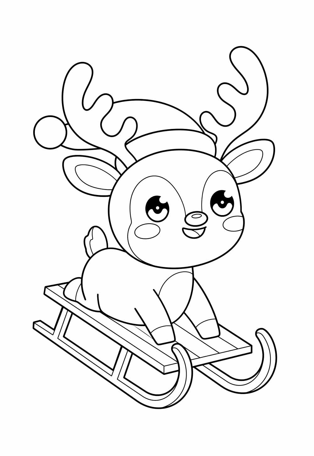 Desenho de Rena de Natal para pintar