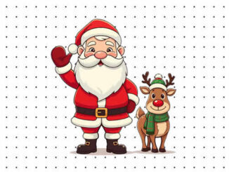 Desenhos de Papai Noel e Renas de Natal para colorir