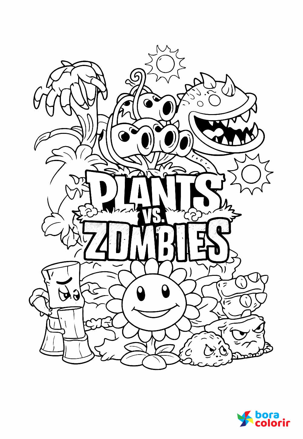 Desenho de Plants vs Zombies para colorir