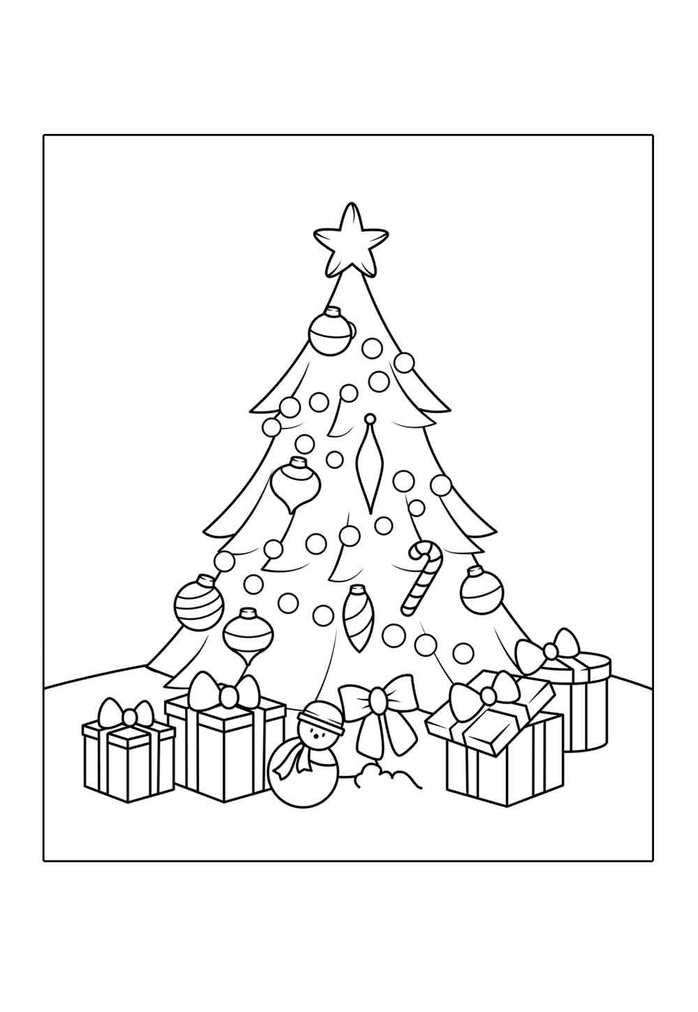 Desenhos de Presentes e Árvore de Natal para colorir