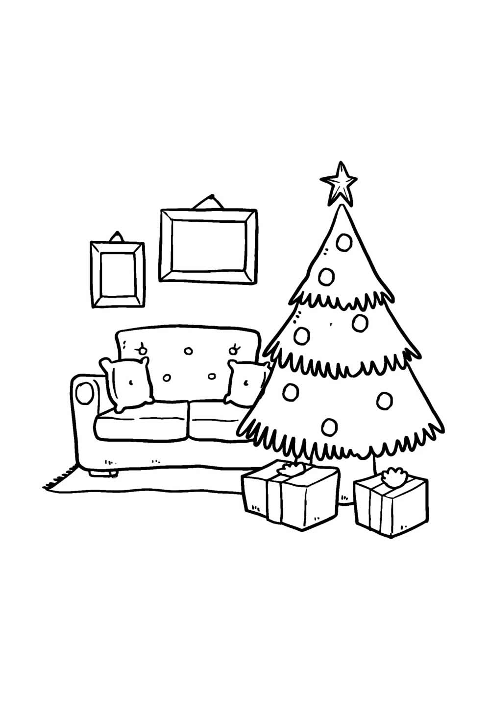 Desenho de Presentes e Árvore de Natal