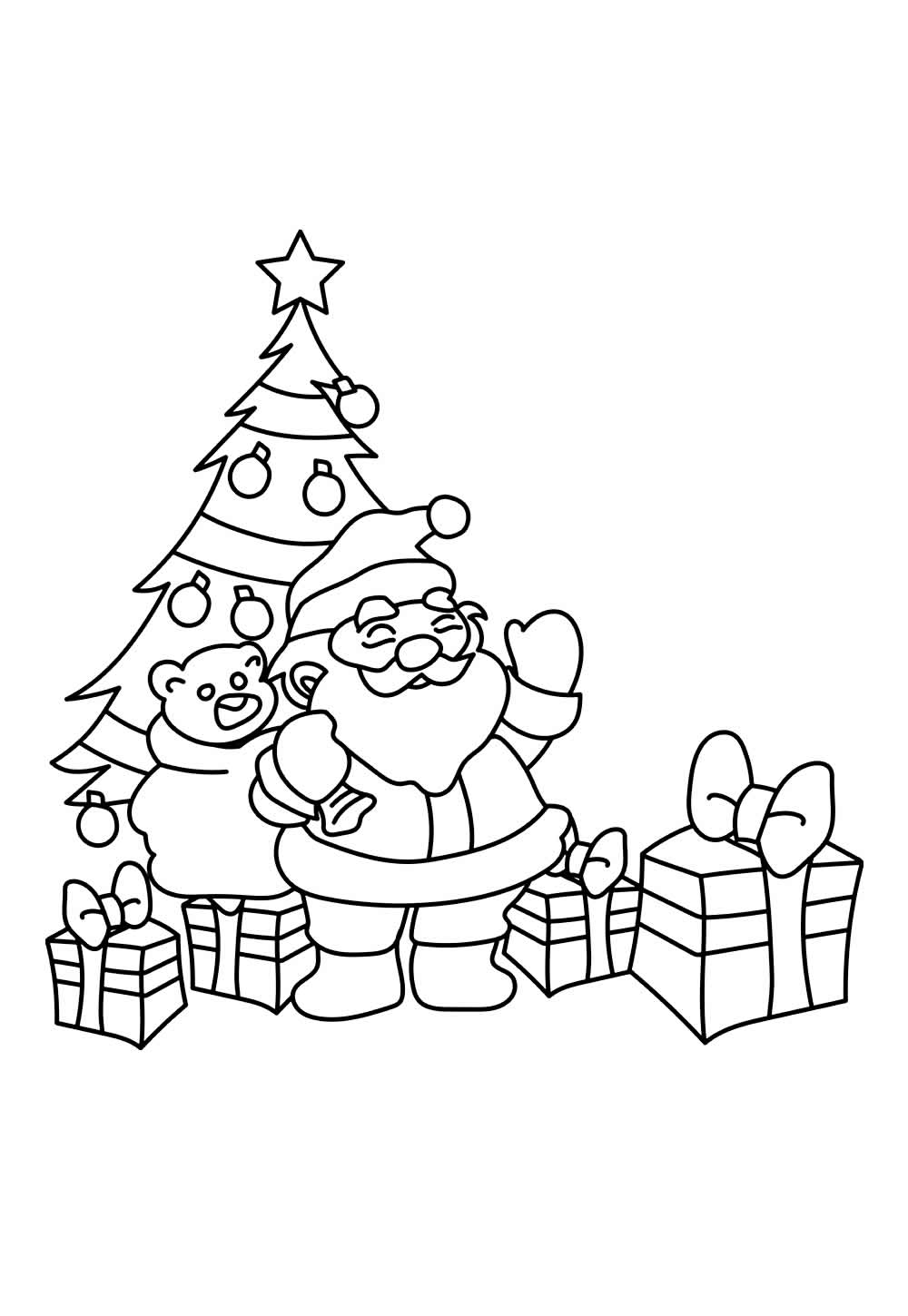 Presentes e Árvore de Natal para colorir