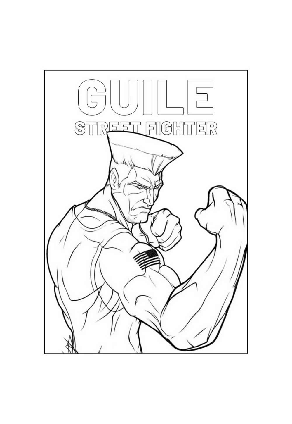 Desenho de Street Fighter para colorir - Guile