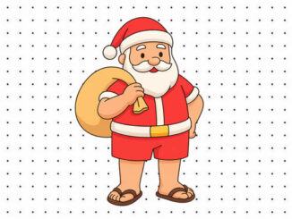 Desenhos do Papai Noel na Praia para colorir