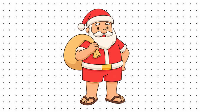 Desenhos do Papai Noel na Praia para colorir