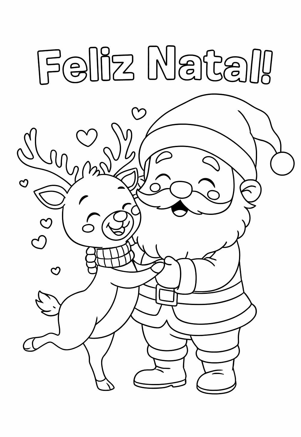 Desenho de Natal com Papai Noel e Rena