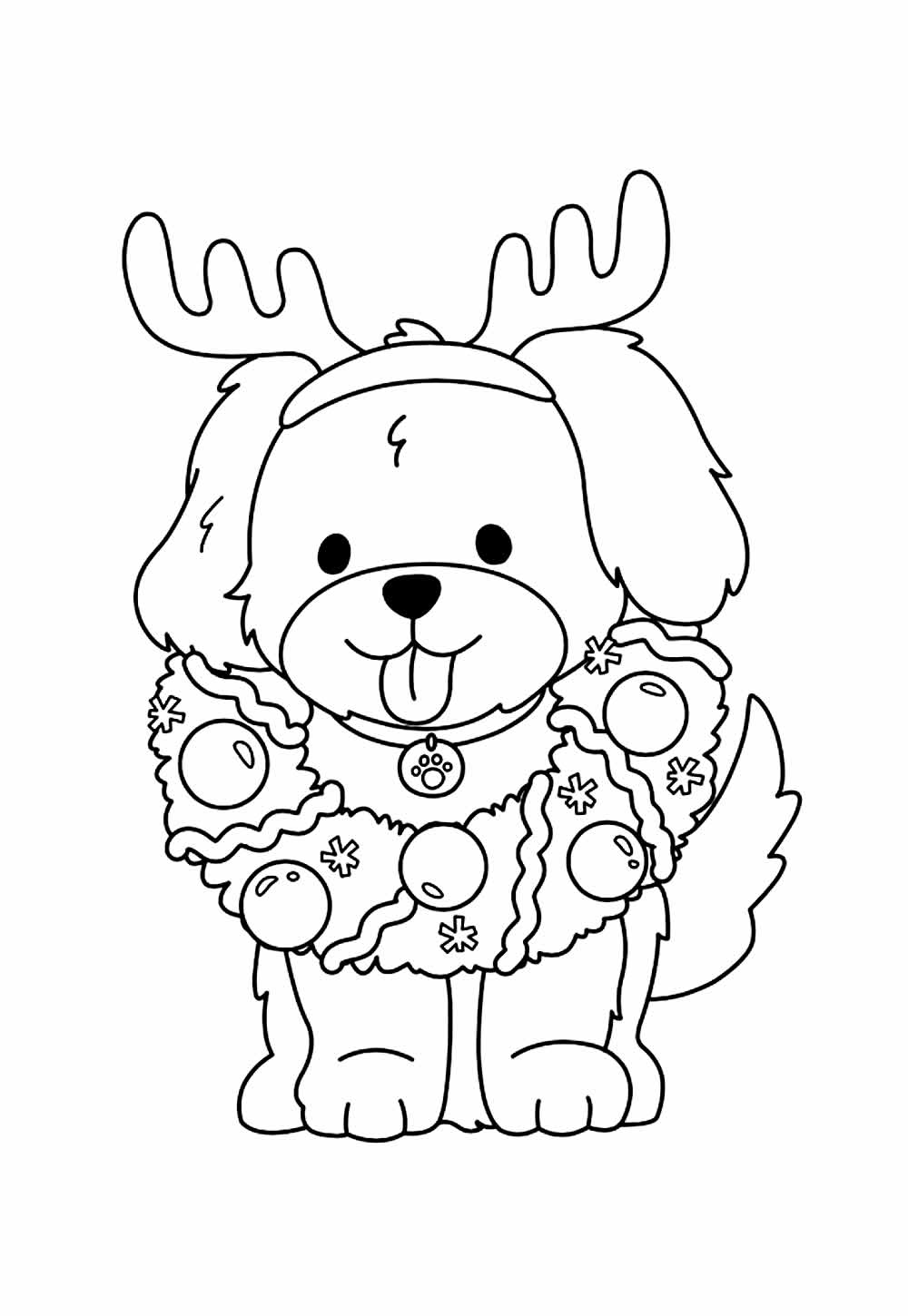 Desenho de Natal para colorir - Cachorrinho
