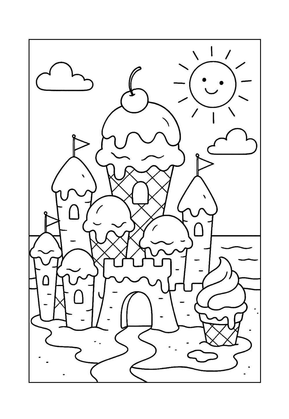 Desenho de Castelo de Areia para colorir