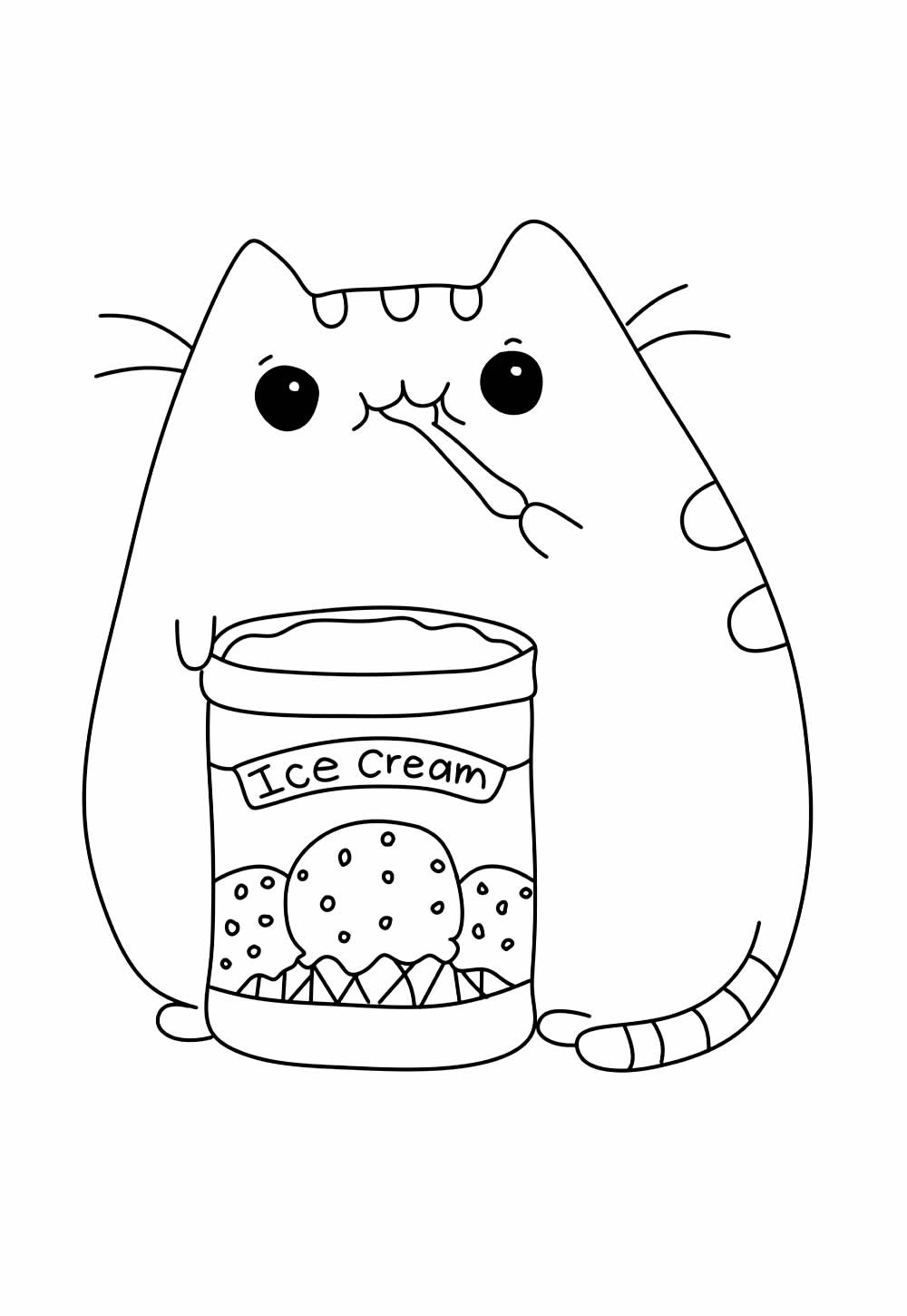 Desenho de Gato Kawaii para colorir