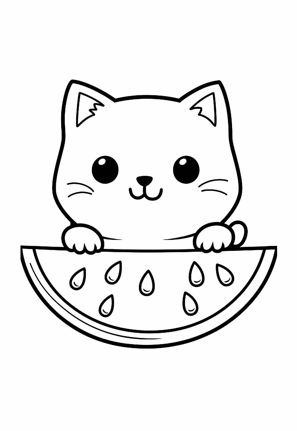 Desenho de Gatinho Kawaii para colorir
