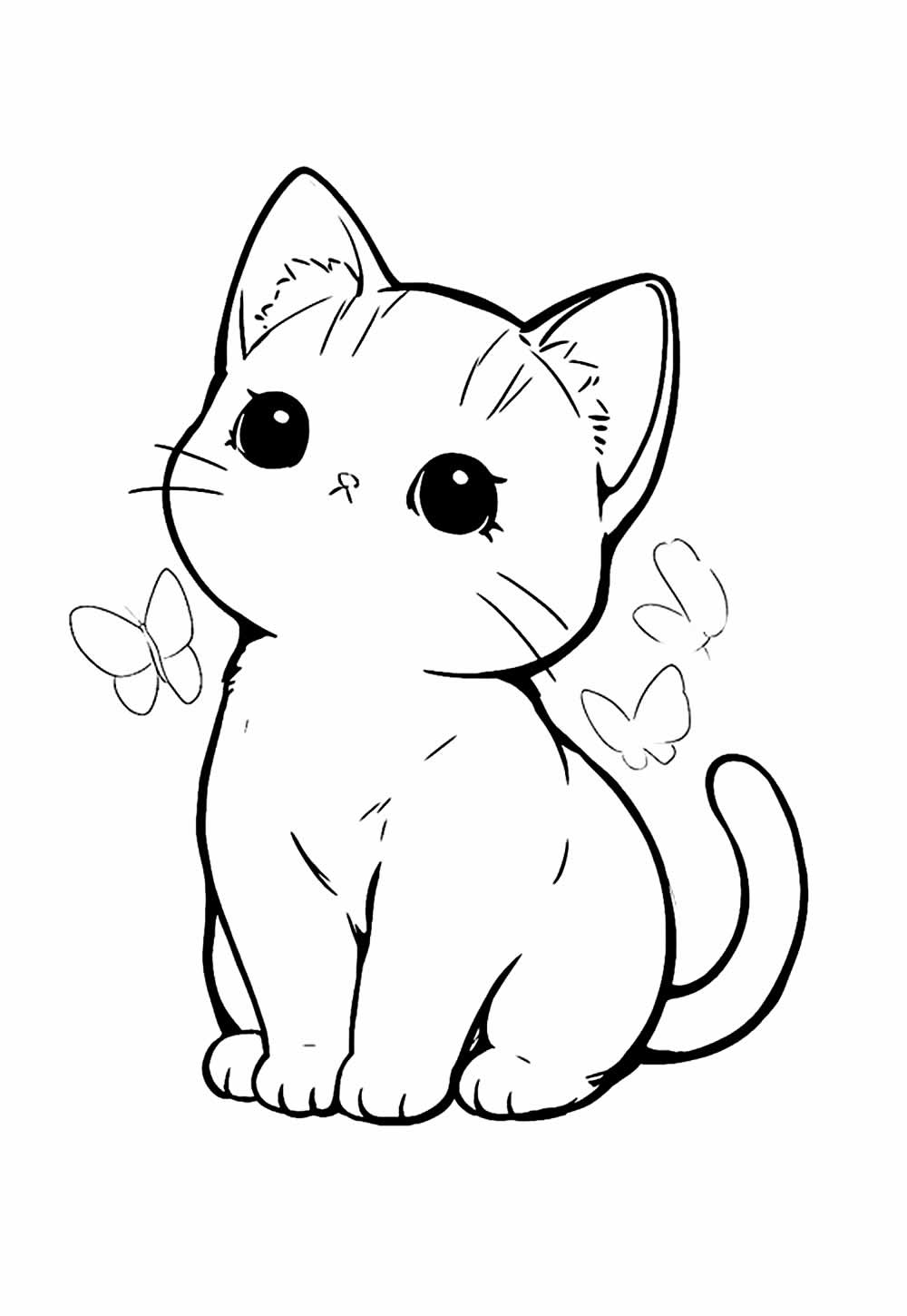 Desenho de Gatinho Kawaii para colorir
