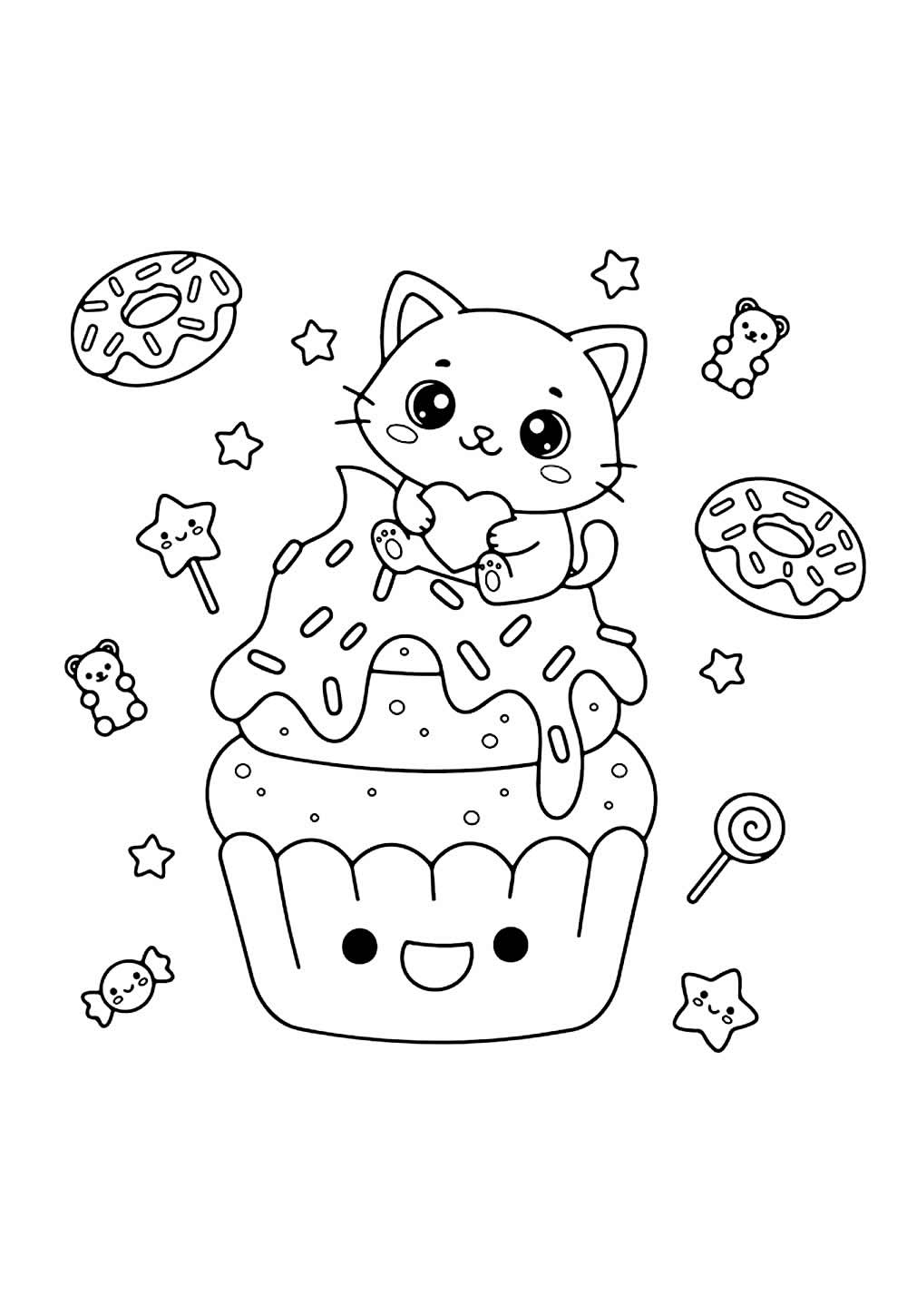 Desenho de Gatinho Kawaii