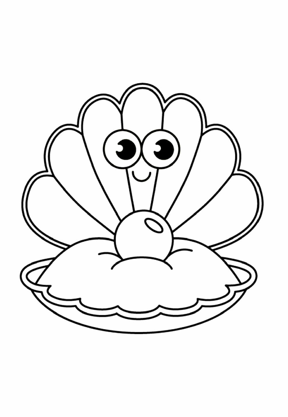 Desenho de Ostra Kawaii para colorir