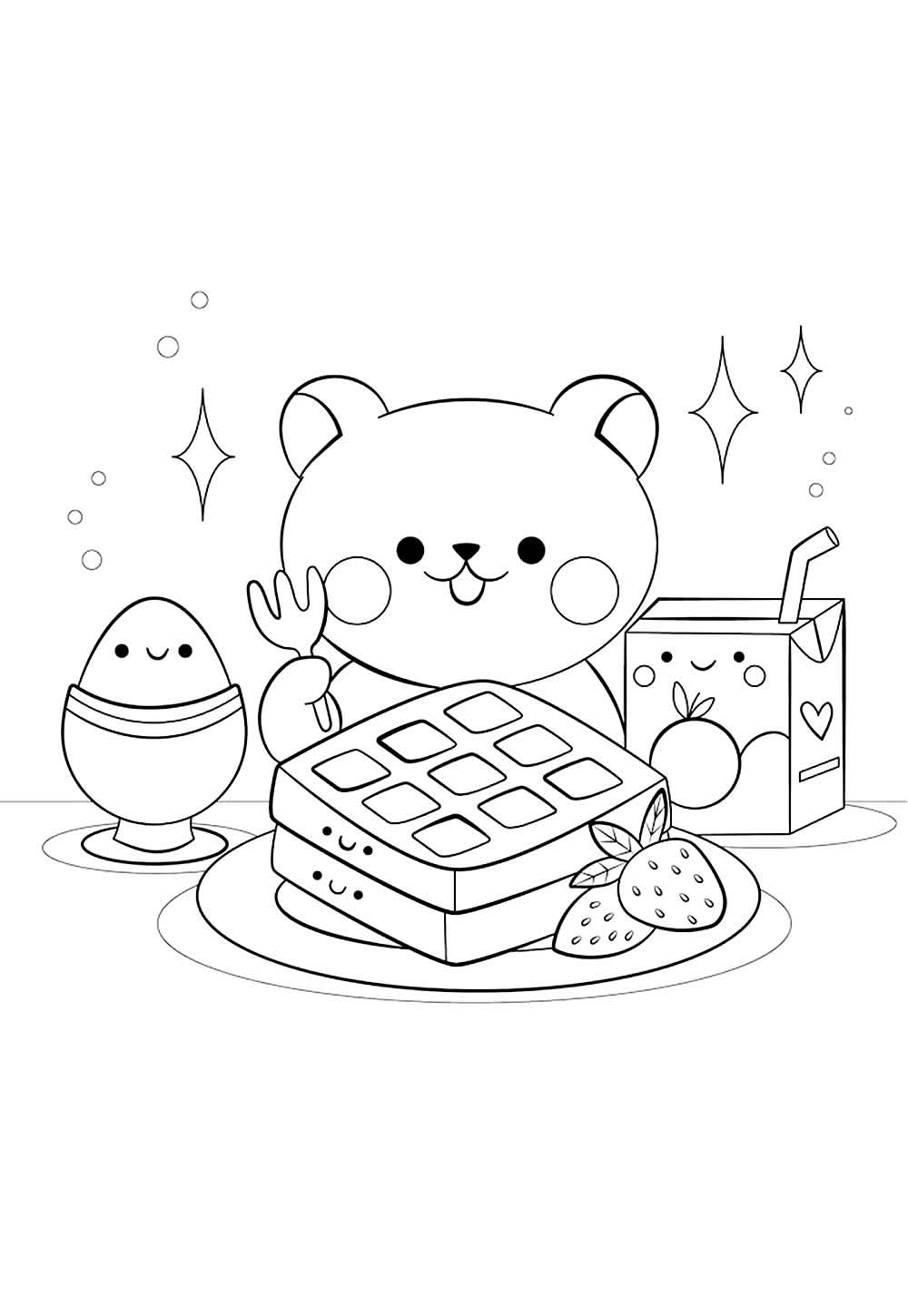 Desenho de Gato Kawaii para pintar