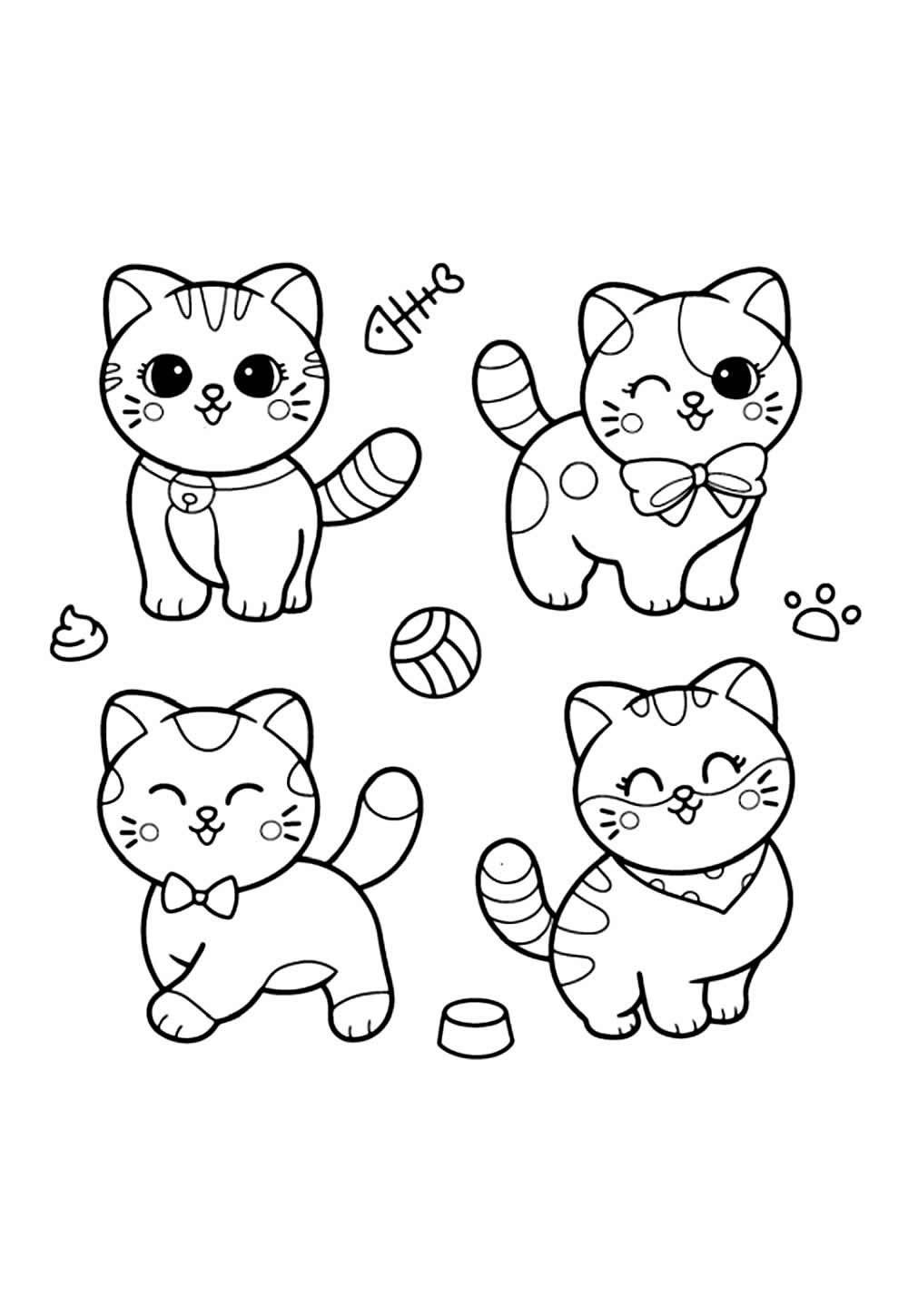 Gatinhos Kawaii para colorir