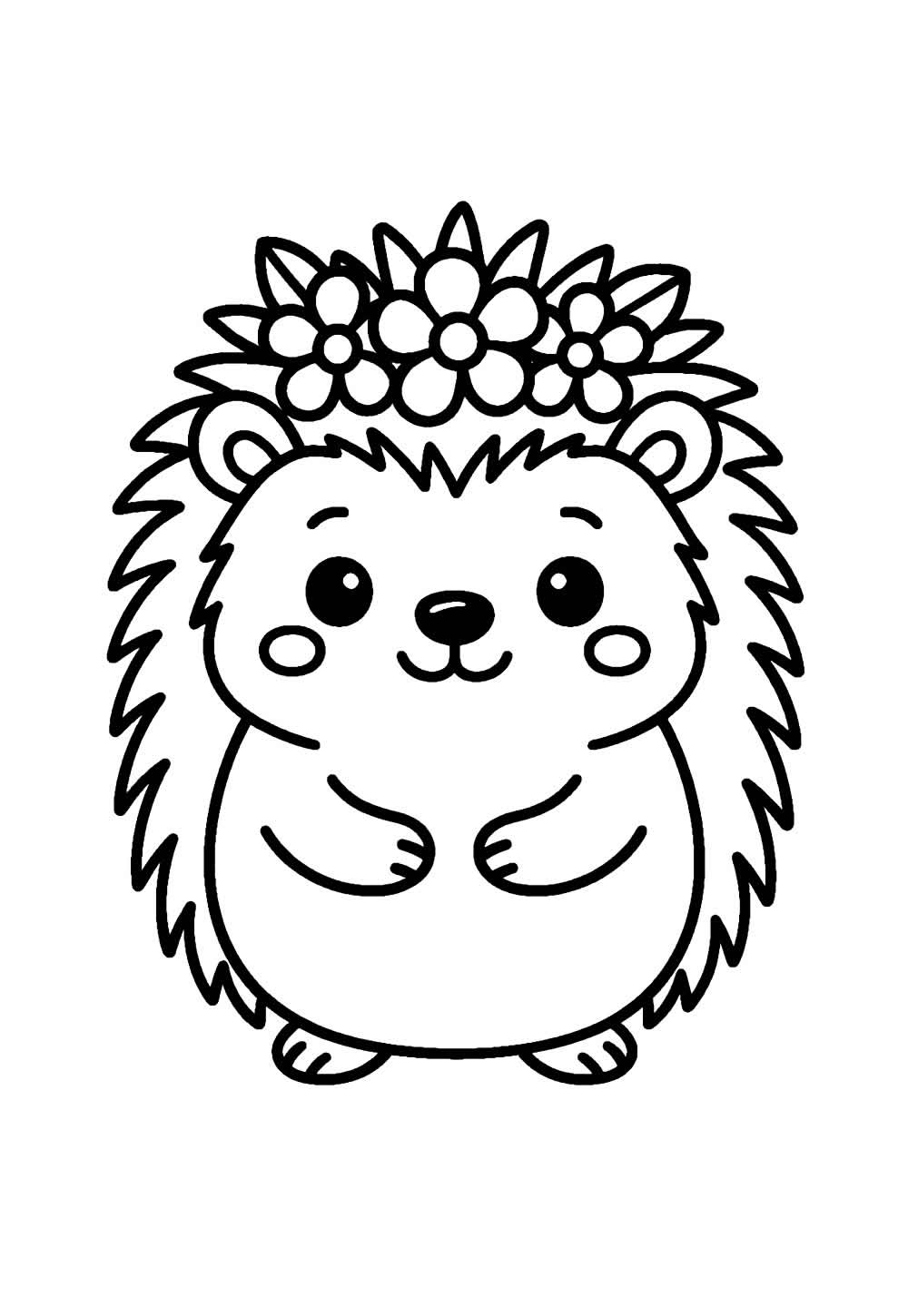 Desenho de Porco Espinho Kawaii para colorir