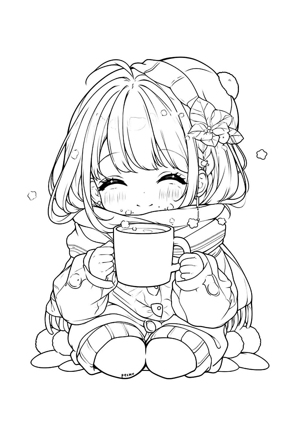 Desenho de Anime Kawaii para colorir