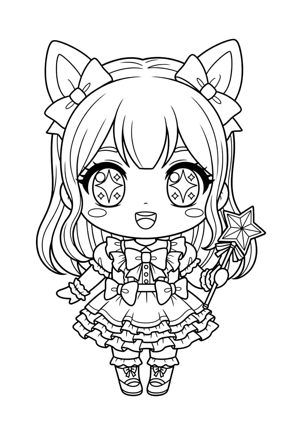 Desenho de Anime Kawaii para colorir