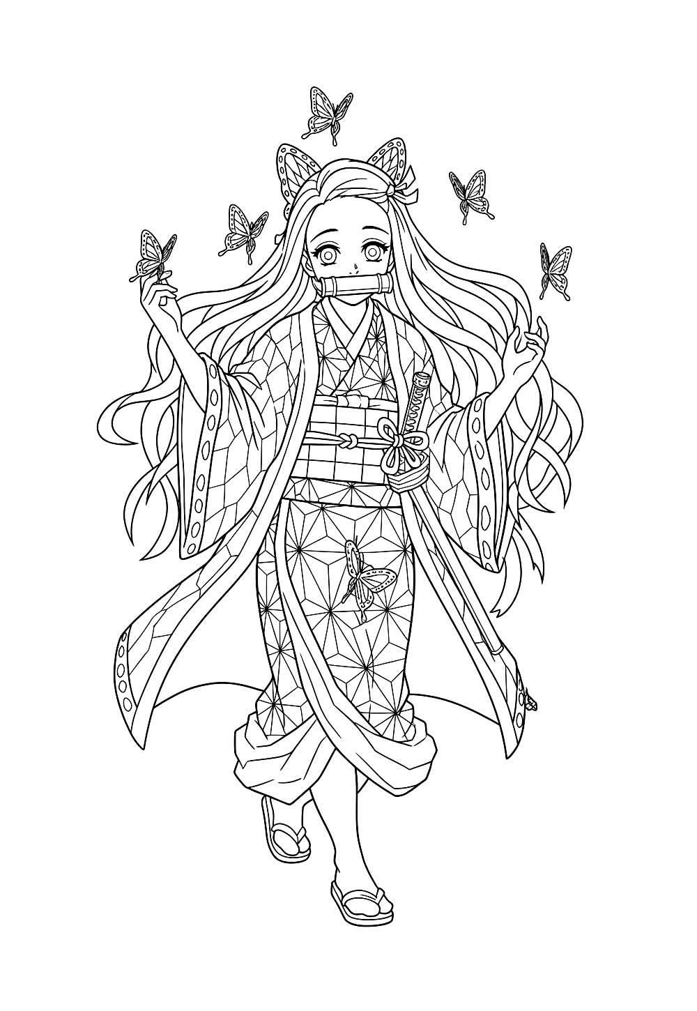 Desenho de Nezuko para pintar