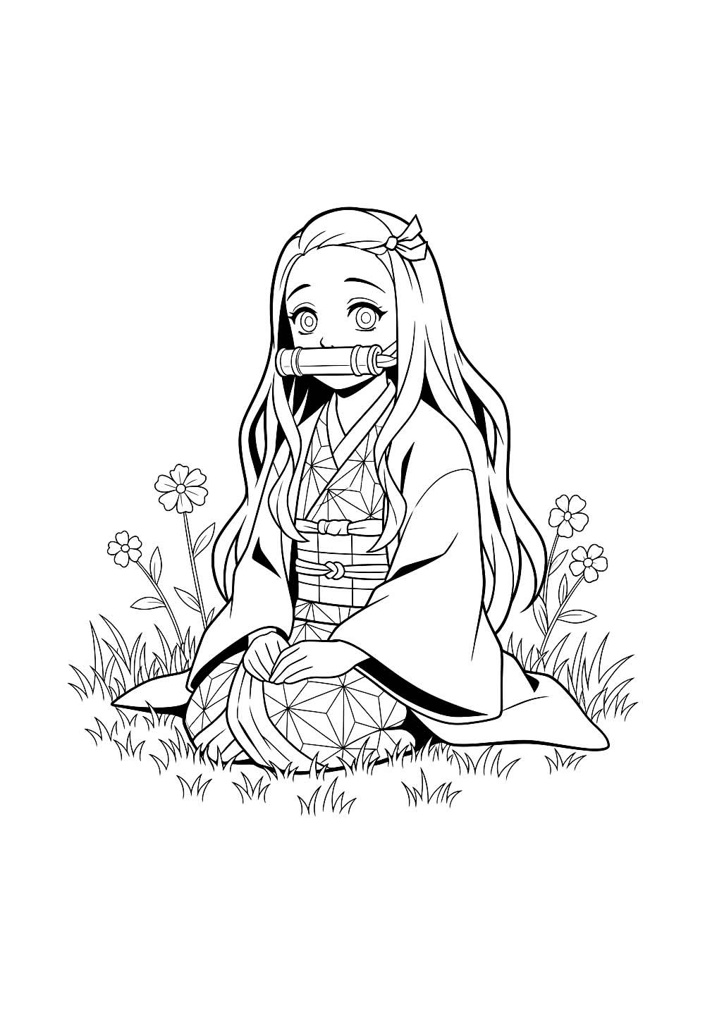 Desenho de Nezuko para pintar