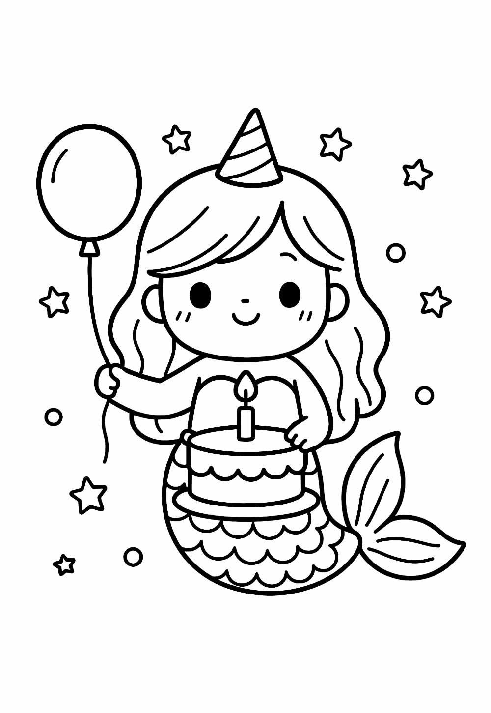 Sereia Kawaii para colorir