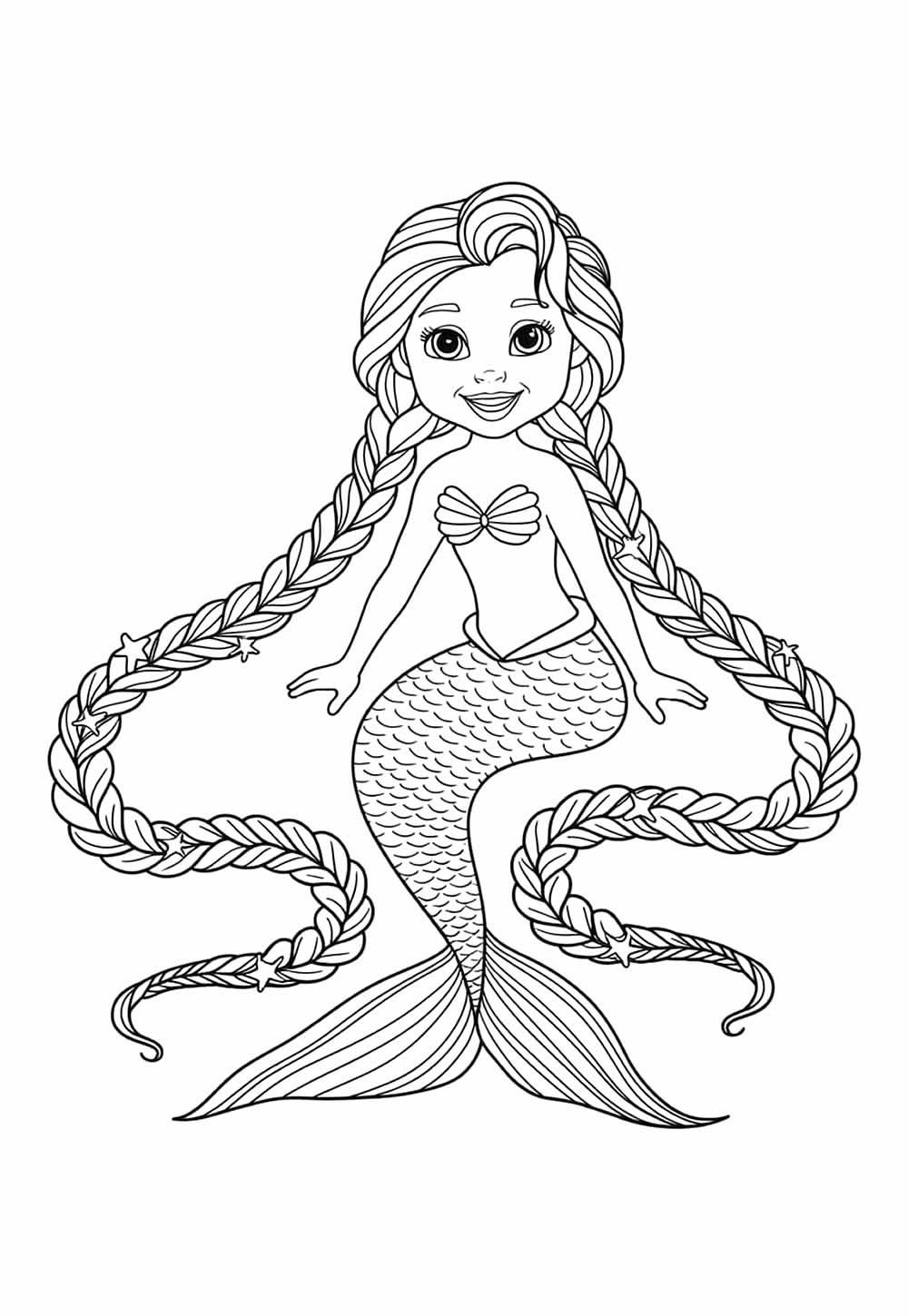 Sereia Kawaii para colorir