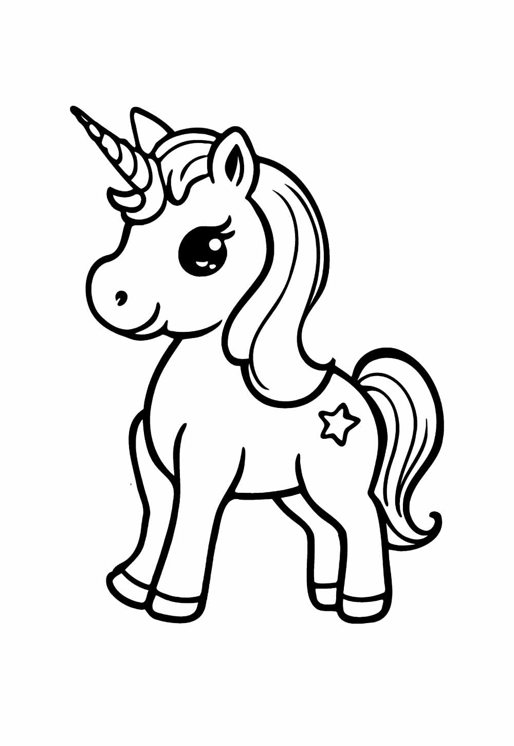 Desenho de Unicórnio Kawaii para colorir