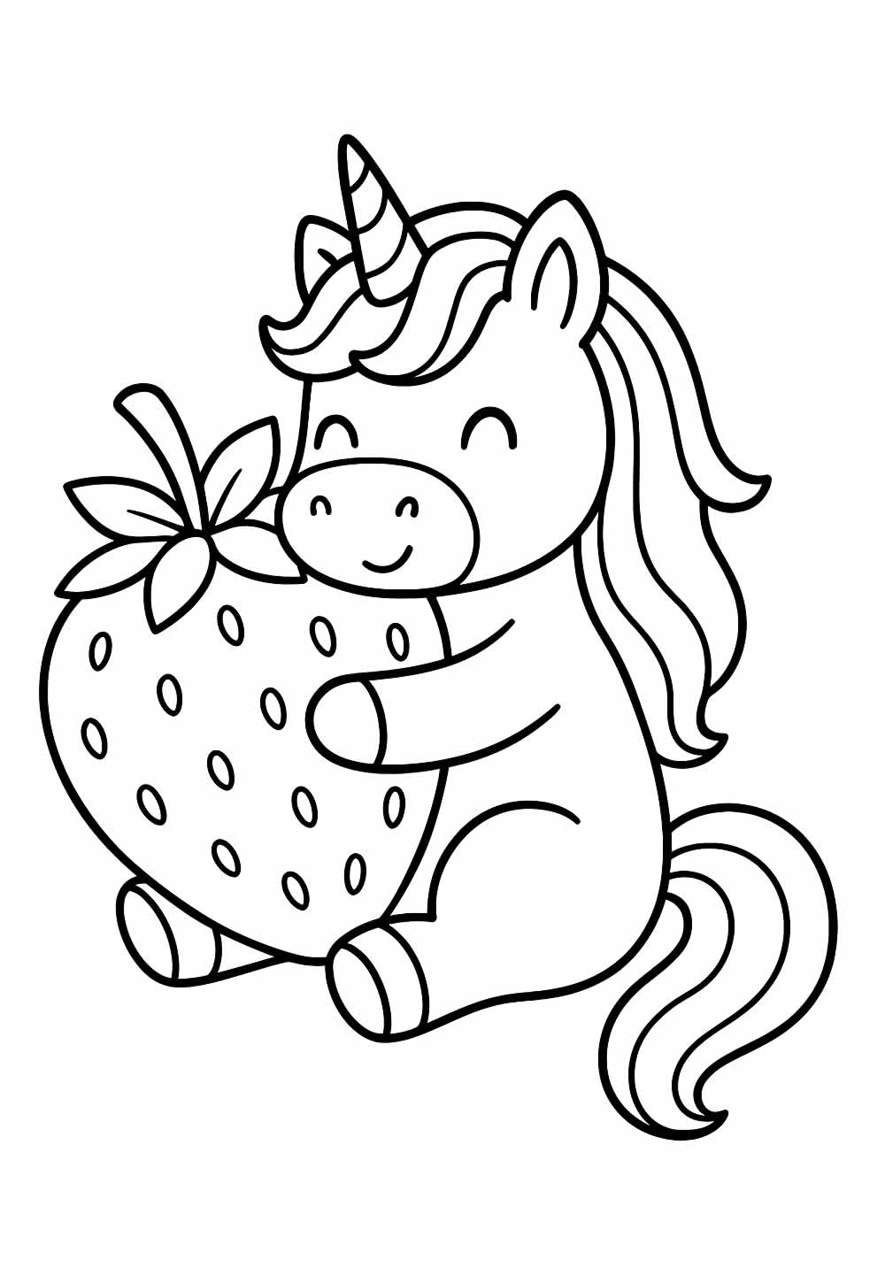Desenho de Unicórnio Kawaii para colorir