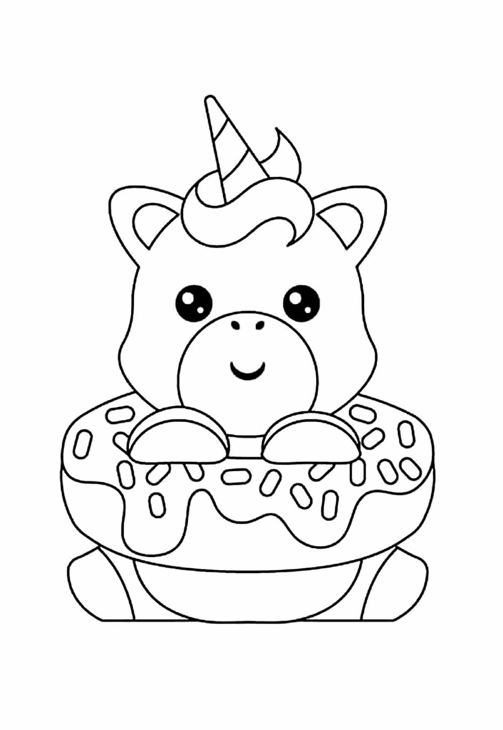 Desenho de Unicórnio Kawaii para pintar
