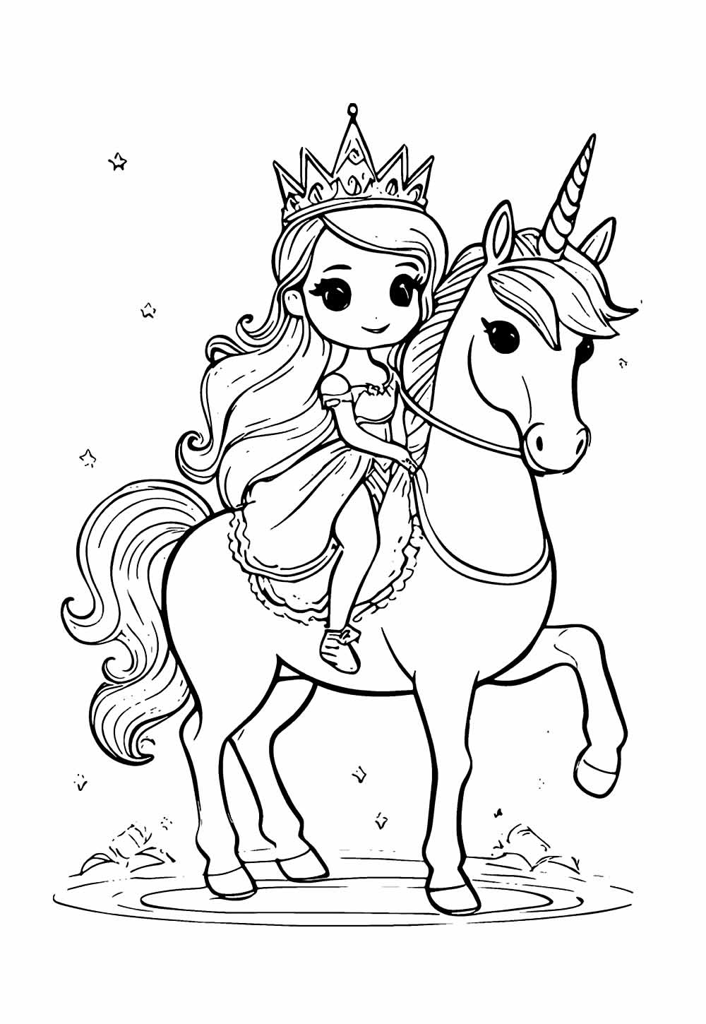 Desenho de Unicórnio Kawaii para colorir
