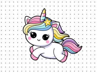 Desenho de Unicórnio Kawaii para colorir