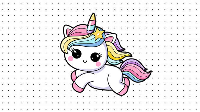 Desenho de Unicórnio Kawaii para colorir