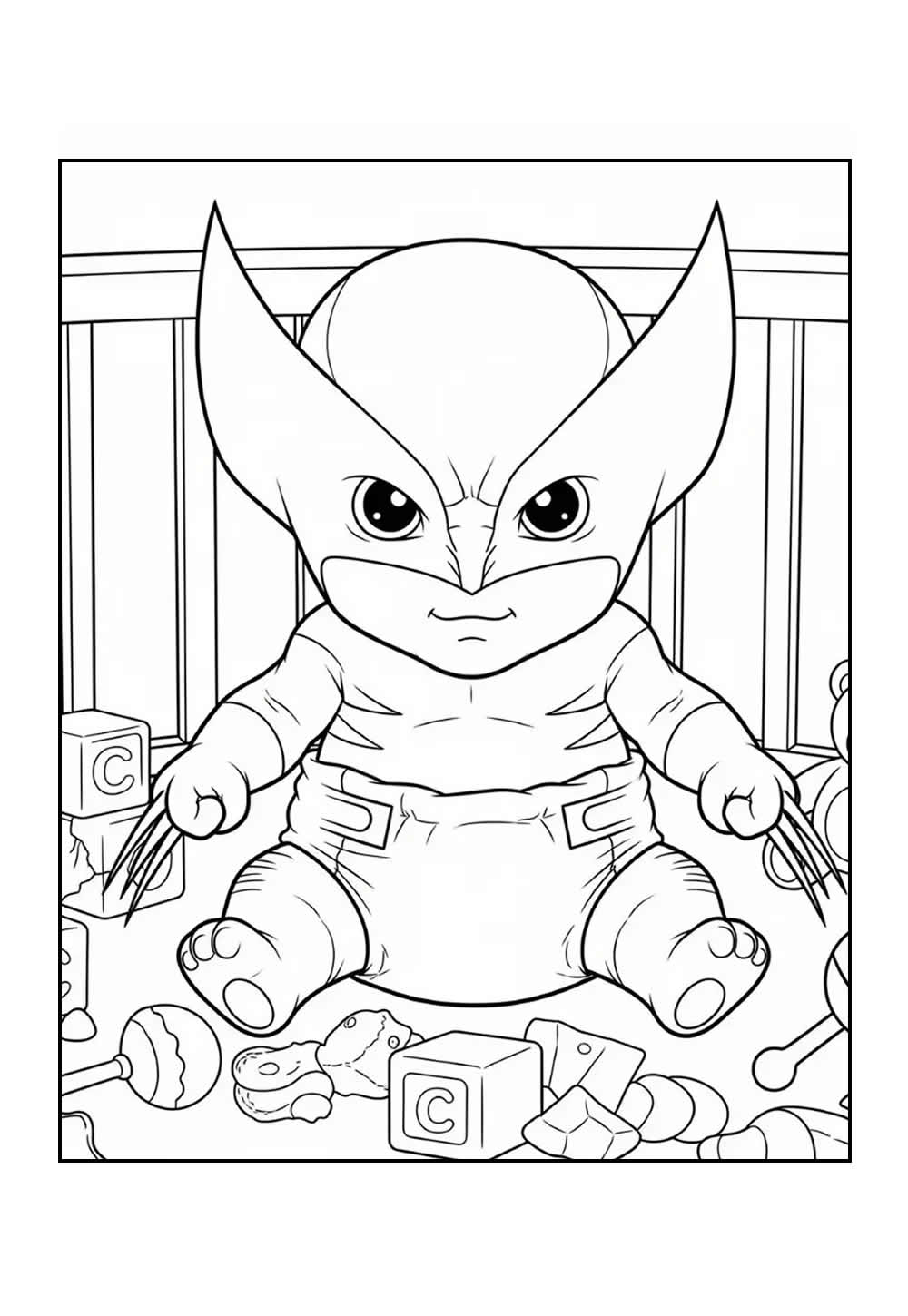 Desenho do Wolverine Baby para pintar