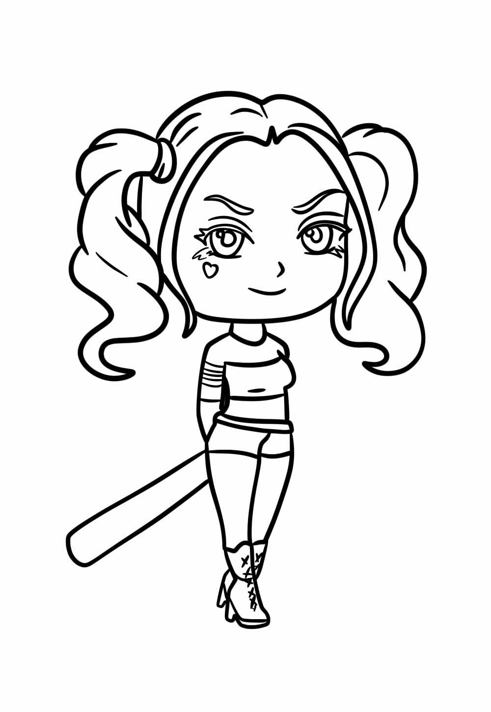 Desenho da Arlequina para colorir