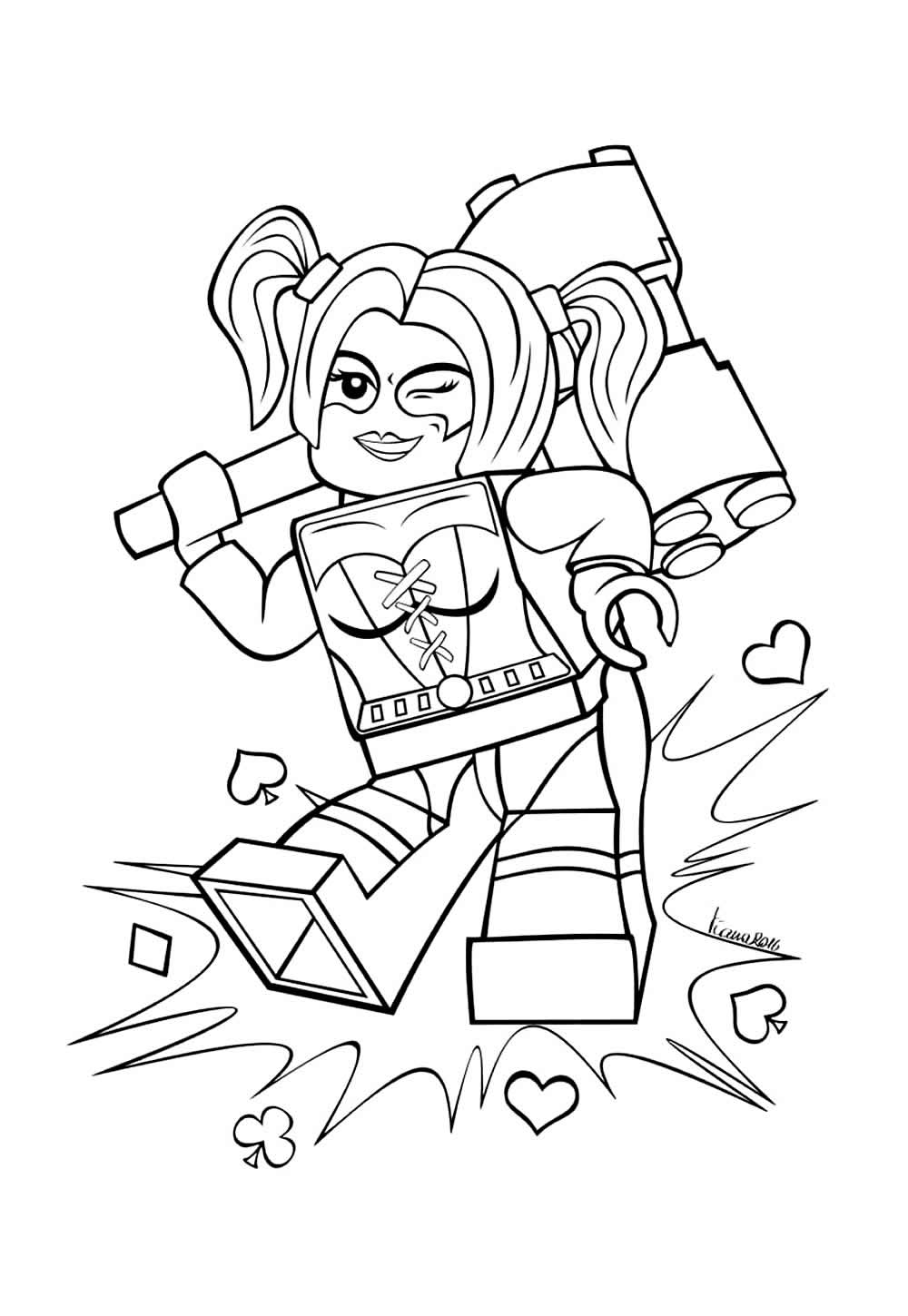 Desenho da Arlequina Lego para colorir