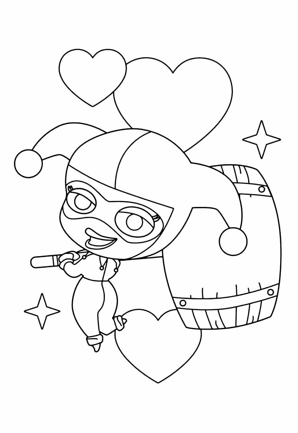 Arlequina para colorir