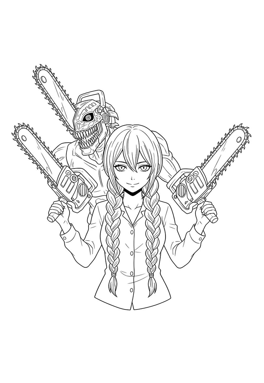 Desenho de Chainsaw Man para pintar
